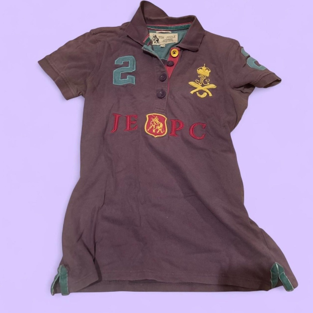 Tom Joule Polo Club Purple, Pink, Blue polo shirt with suede accents